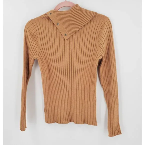 Vintage Liz Claiborne Womens Sweater Button Collar Tan Brown Size Small - Picture 4 of 5